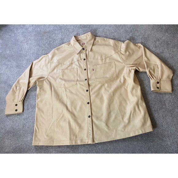 Levis XXLBeige Faux Leather Overshirt Jacket 100% Polyester Polyurethane Coated - Picture 1 of 11